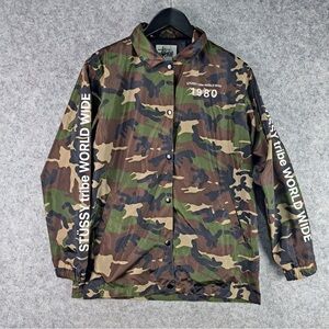 Stussy Camo Coach Windbreaker Jacket - Green, Brown, Black